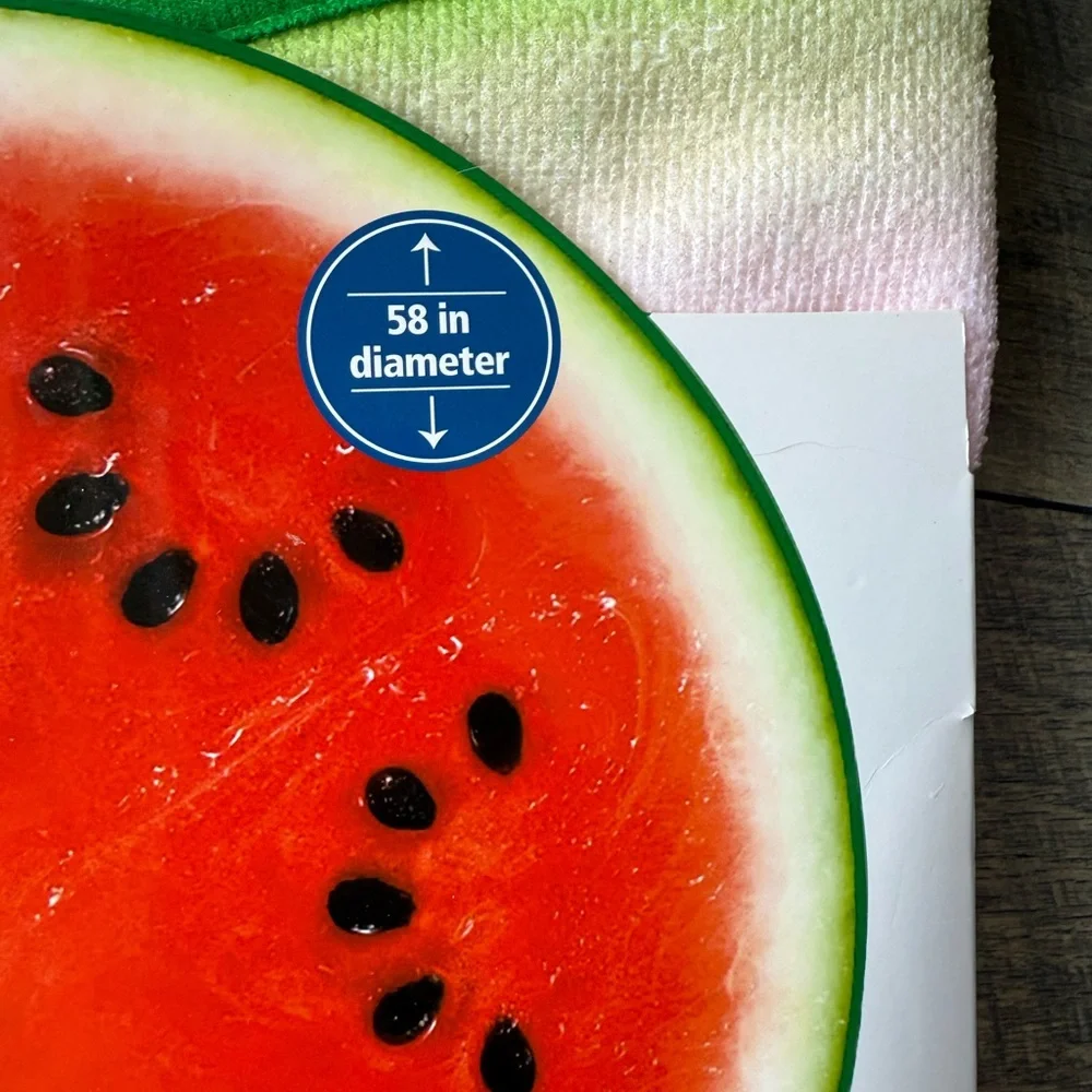 NWT Round Watermelon Beach Towel Microfiber Red Green 58” Diameter